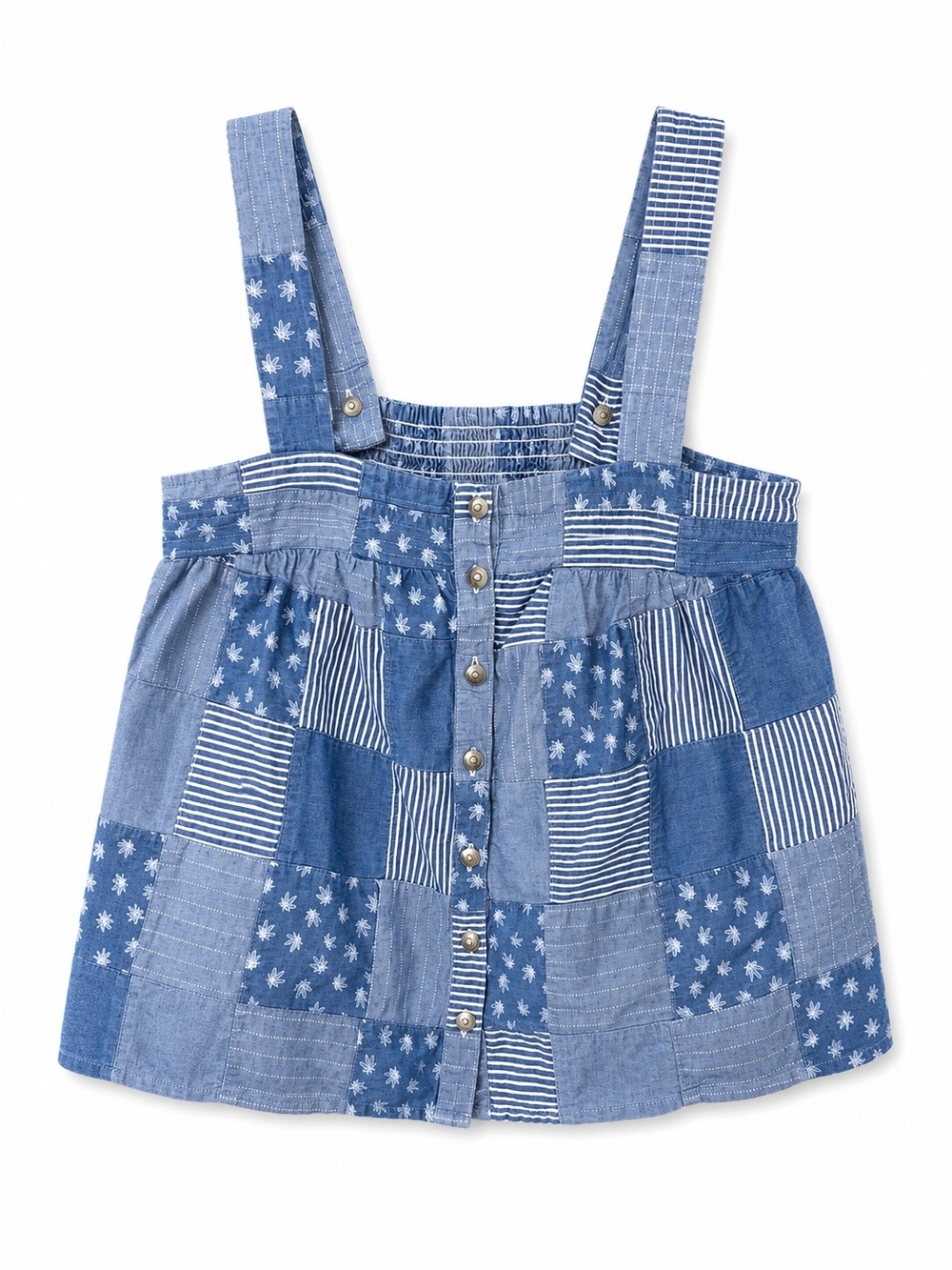 Lucky Brand Blue Patchwork Denim Cropped Tank